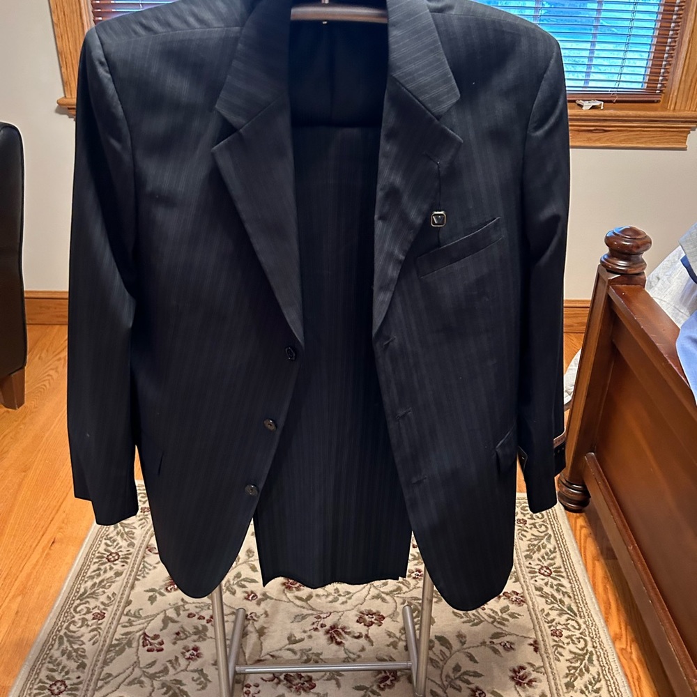 Black pinstripe suit